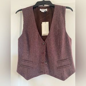 NWT Gabriela Hearst Zelos Vest Speckled Tweed Sz 8